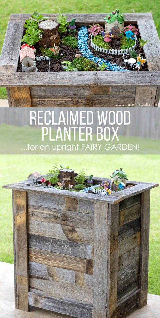 Make a Fairy Garden Inside a Reclaimed Wood Planter