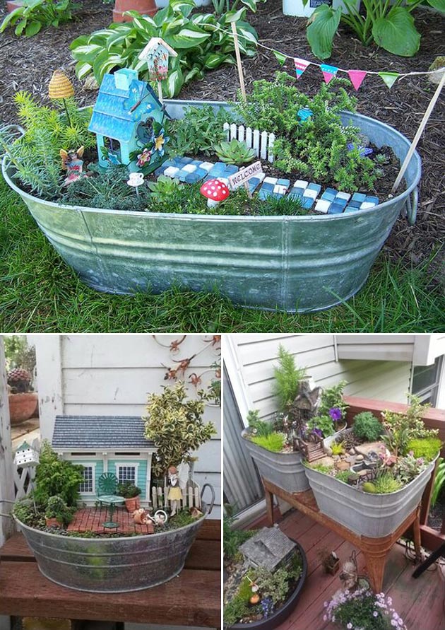 Design your dream fairy garden in a galvanized metal bucket