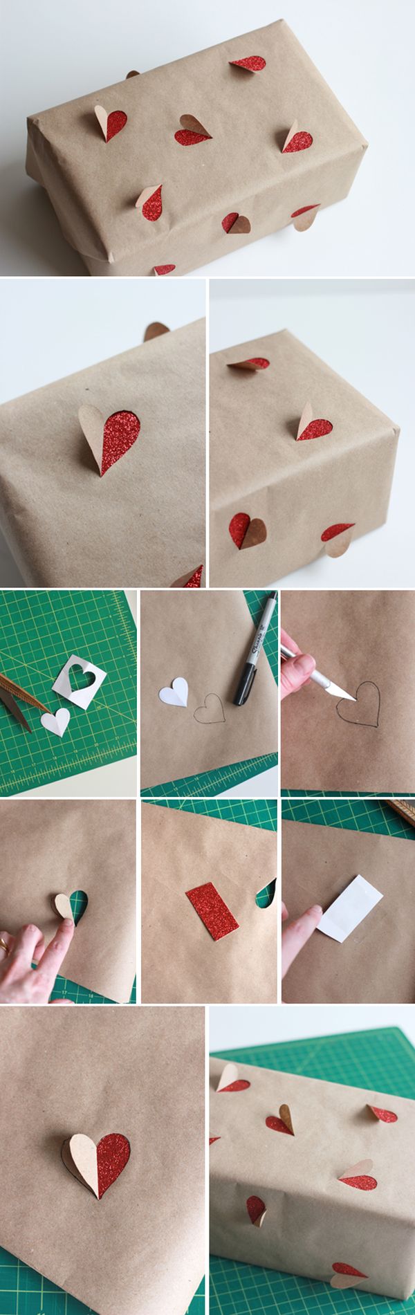 3D heart gift wrapping idea