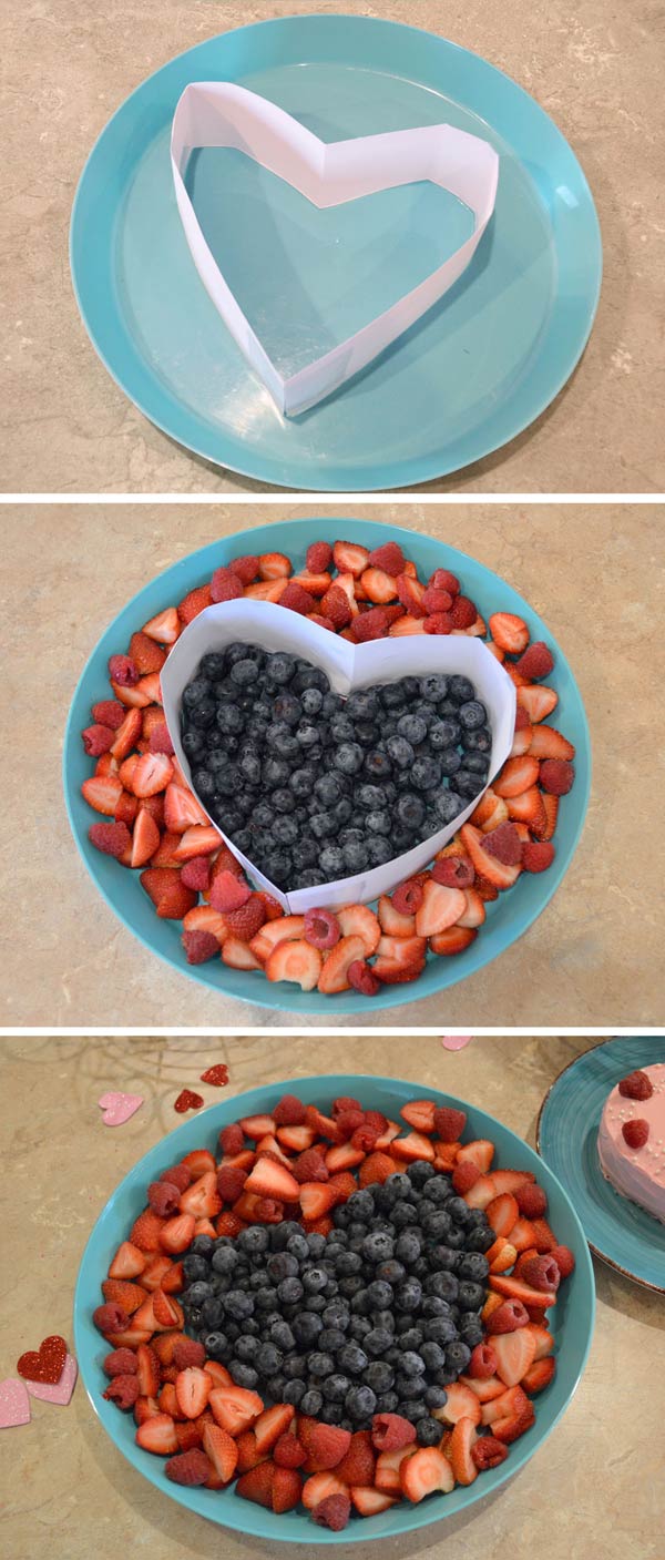 Cute heart-shaped fruit platter