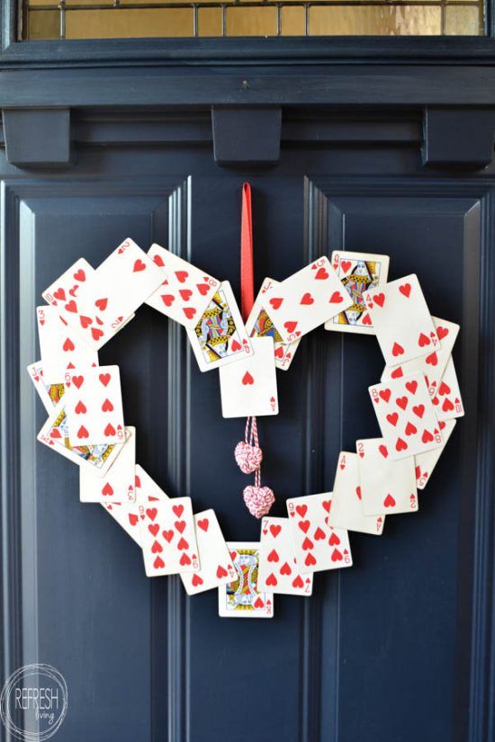 Wreath from old playing cards