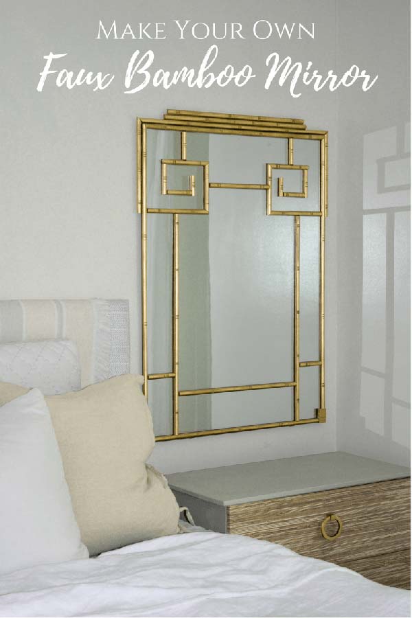 Faux Bamboo Mirror with Half Round Trim and Gold Paint